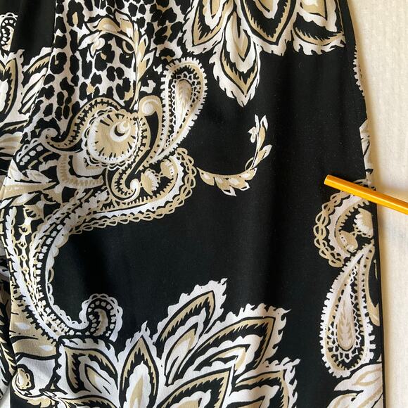 CActive Women Palazzo Pants size 2 Floral Black Mid Rise Stretch Flared Vacay - Picture 11 of 11